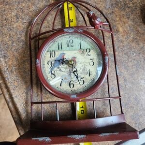 Vintage Birdcage Wall Clock - Red
